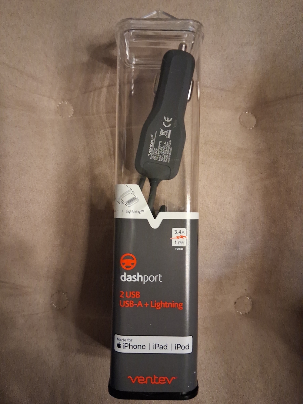 Ventev dashport 2 USB-A + Lighting For iPhone/ iPad /iPod 3.4A 17W NIB